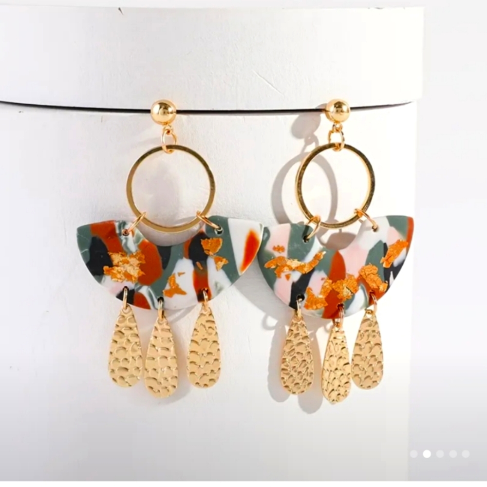 Elegant Color Block Tassel Earrings
